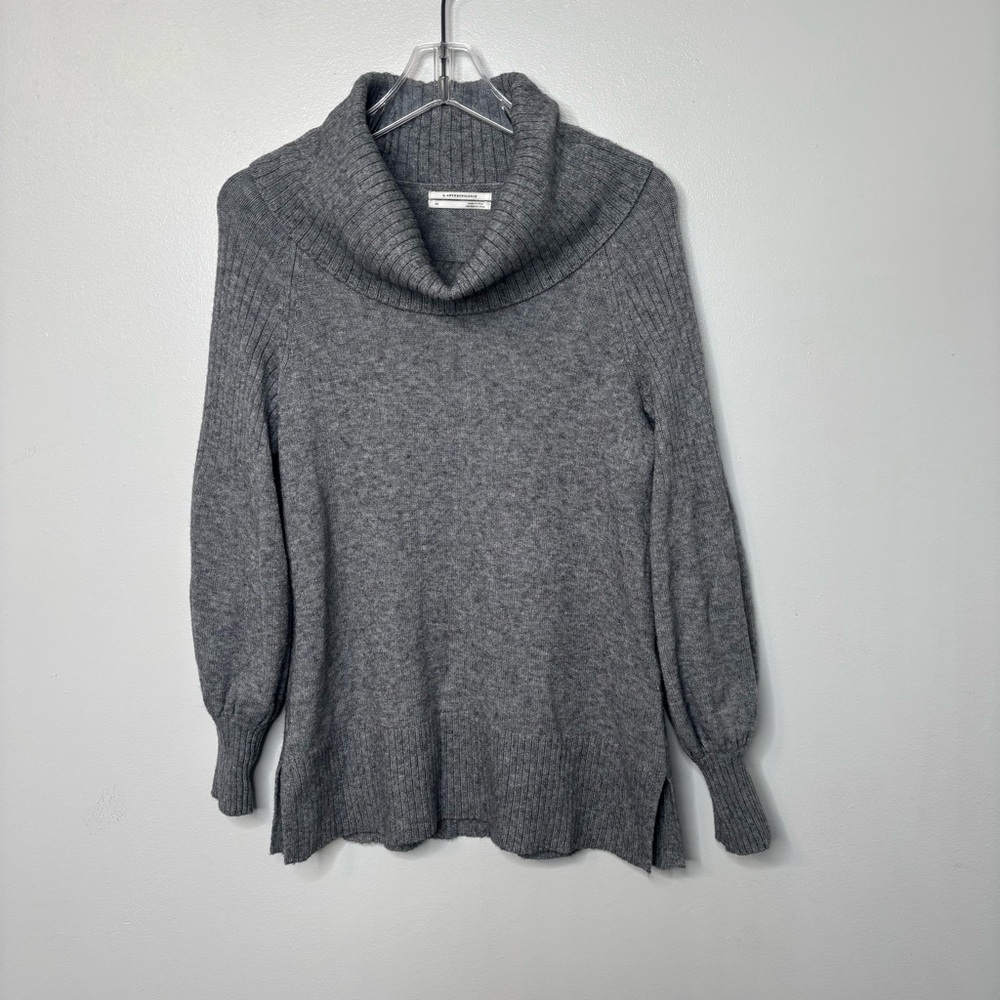 Anthropologie Gray Cowl Neck Ribbed Knit Sweater XS